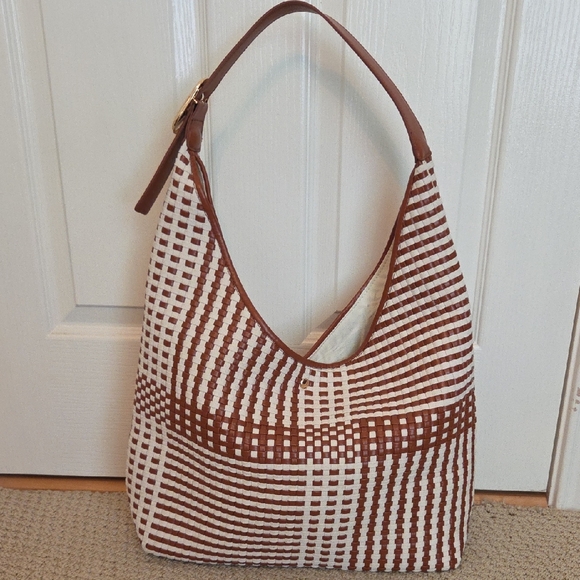 Handbags - Anthropologie Woven Brown and Cream Tote / Shoulder Bag